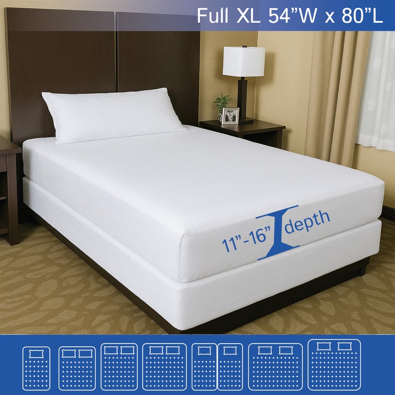 Four Seasons Essentials Full Extra Long (XL) Mattress Protector Zippered Waterproof Encasement Hypoallergenic Premium Quality Cover Protects Against Dust Allergies White - Image 2
